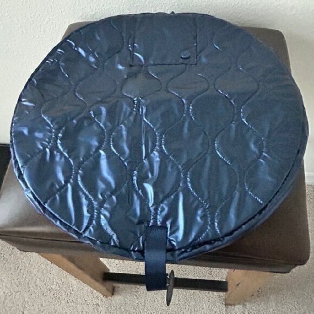 Samantha Brown To-Go LAY n GO Drawstring Cosmetic Organizer METALLIC BLUE nwt